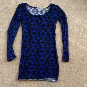 Stylish Blue and Black Geometric Dress